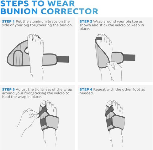 DOEPLEX Bunion Corrector Kit for Women & Men 7Pcs, Orthopedic Splint, Big Toe Straightener, Sleeve and Toe Exercise Strap for Pain Relief, Hallux Valgus Foot Protector Brace for Day/Night Support in Kuwait