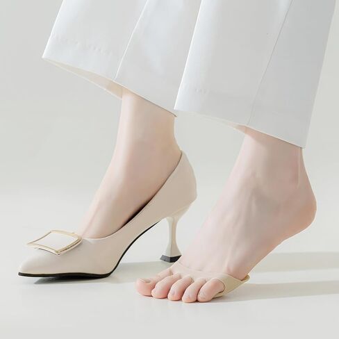 وسادات مشط القدم للنساء، جوارب علوية لأصابع القدم، وسائد لمقدمة القدم للكعب العالي مريحة بخمسة أصابع لمقدمة القدم، جوارب مبطنة بدون عرض، 5 أزواج متعددة الألوان in Kuwait