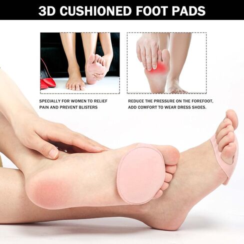 وسادات مشط القدم للنساء، جوارب علوية لأصابع القدم، وسائد لمقدمة القدم للكعب العالي مريحة بخمسة أصابع لمقدمة القدم، جوارب مبطنة بدون عرض، 5 أزواج متعددة الألوان in Kuwait