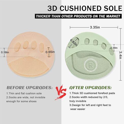 وسادات مشط القدم للنساء، جوارب علوية لأصابع القدم، وسائد لمقدمة القدم للكعب العالي مريحة بخمسة أصابع لمقدمة القدم، جوارب مبطنة بدون عرض، 5 أزواج متعددة الألوان in Kuwait