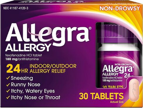 Allegra Adult 24HR Non-Drowsy Antihistamine, 30 Tablets, Fast-acting Allergy Symptom Relief, 180 mg in Saudi Arabia