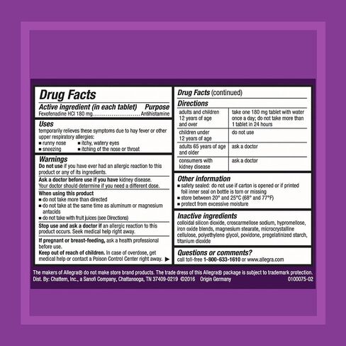 Allegra Adult 24HR Non-Drowsy Antihistamine, 30 Tablets, Fast-acting Allergy Symptom Relief, 180 mg in Saudi Arabia