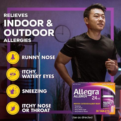 Allegra Adult 24HR Non-Drowsy Antihistamine, 30 Tablets, Fast-acting Allergy Symptom Relief, 180 mg in Saudi Arabia