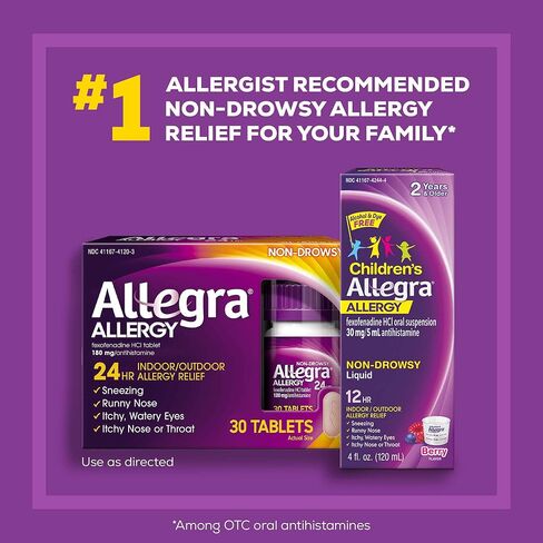 Allegra Adult 24HR Non-Drowsy Antihistamine, 30 Tablets, Fast-acting Allergy Symptom Relief, 180 mg in Saudi Arabia