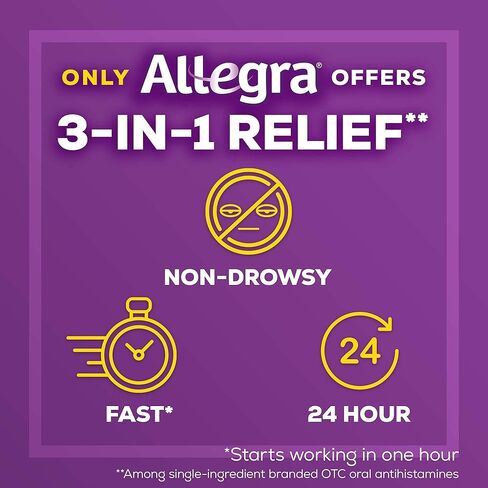 Allegra Adult 24HR Non-Drowsy Antihistamine, 30 Tablets, Fast-acting Allergy Symptom Relief, 180 mg in Saudi Arabia