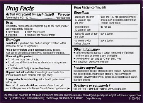 Allegra Adult 24HR Non-Drowsy Antihistamine, 30 Tablets, Fast-acting Allergy Symptom Relief, 180 mg in Saudi Arabia