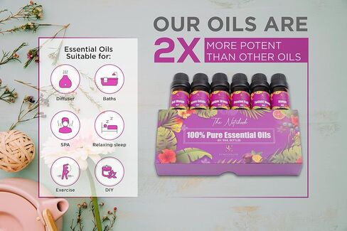 Essential Oils Set - Top 6 Natural Aromatherapy Oils for Diffusers Humidifier Massage Sleep Skin & Hair Care DIY Candle and Soap Making Gifts | 10 ML (The Notebook) in Saudi Arabia