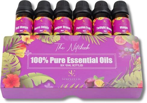 Essential Oils Set - Top 6 Natural Aromatherapy Oils for Diffusers Humidifier Massage Sleep Skin & Hair Care DIY Candle and Soap Making Gifts | 10 ML (The Notebook) in Saudi Arabia