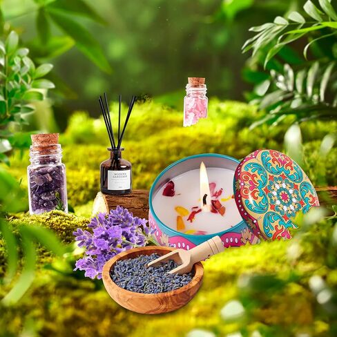 لوازم السحر Ruicnte، مجموعة تعويذة عشبة الساحرة، أعشاب مجففة للسحر، 84 قطعة من لوازم وأدوات الويكا مع الشمع المعطر، الكريستال، مجموعة أدوات الويكا للمبتدئين، لوازم مذابح نقطة البندول الوثنية in Kuwait