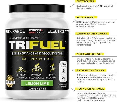 TriFuel - التحمل والتعافي 3 في 1، الترطيب، BCAA، مشروب معزز بالكهرباء (التوت البري)... in Saudi Arabia