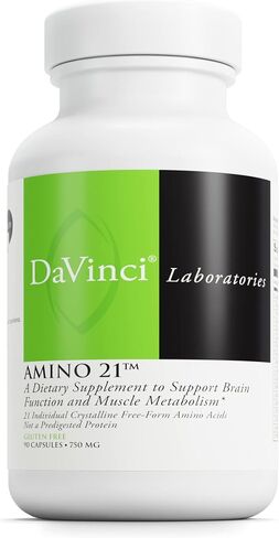 DAVINCI Labs Amino 21 - يدعم وظائف المخ واستقلاب العضلات * - مكمل غذائي من الأحماض الأمينية مع L-Glutamine وL-Lysine HCl وTyrosine وL-Arginine والمزيد - خالي من الغلوتين - 90 كبسولة، 750 مجم in Saudi Arabia