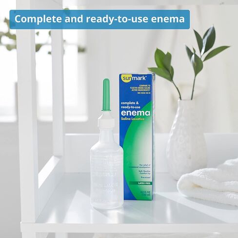 حقنة شرجية من صن مارك - محلول ملحي ممزوج مسبقًا وكامل وجاهز للاستخدام، ومحلول مستقيمي من فوسفات الصوديوم لتخفيف الإمساك العرضي - 4.5 أونصة سائلة، عدد واحد in Kuwait