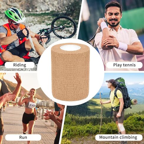 شريط ضمادة لاصق من اكس سيكل مقاس 2 انش × 5 ياردة، عبوة من 12 قطعة، شريط رياضي مرن قوي للمعصم والتواء الكاحل والتورم in Kuwait