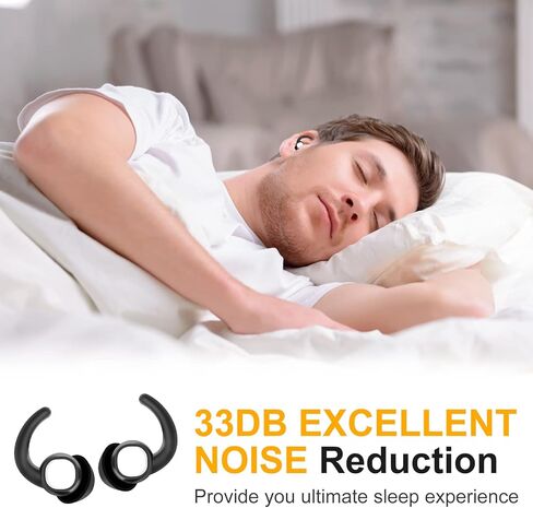 سدادات أذن لإلغاء الضوضاء أثناء النوم، سدادات أذن من السيليكون الناعم قابلة لإعادة الاستخدام لتقليل الضوضاء، حماية السمع قابلة للغسل للعمل، السفر، الحفلات الموسيقية، الدراجات النارية، الشخير أثناء النوم، أسود in Kuwait