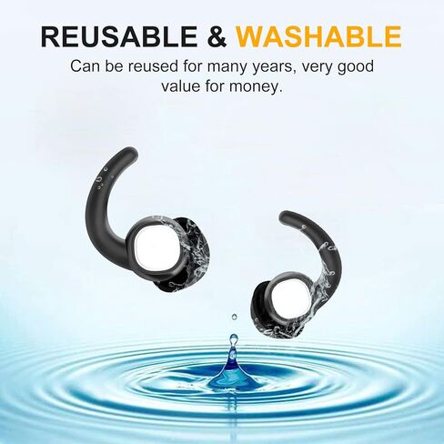 سدادات أذن لإلغاء الضوضاء أثناء النوم، سدادات أذن من السيليكون الناعم قابلة لإعادة الاستخدام لتقليل الضوضاء، حماية السمع قابلة للغسل للعمل، السفر، الحفلات الموسيقية، الدراجات النارية، الشخير أثناء النوم، أسود in Kuwait