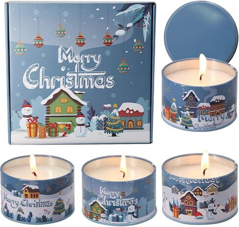 Christmas Snowman Aromatherapy Gift Set Small 4.4oz Apple &Cinnamon and Cedar Scented Decorative Candles for Women Soy Stress Relief Candles for Home, 2 Packs in Kuwait