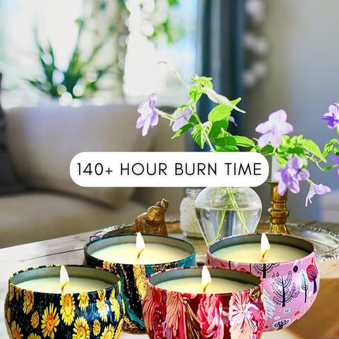 مجموعة شموع معطرة من فور سيزونز من 4 قطع × 6 اونصة | مجموعة هدايا شموع الصويا المعطرة | شموع للعلاج العطري لهدايا عيد الميلاد | شموع استرخاء للنساء | مجموعة هدايا شموع لتخفيف التوتر للنساء in Kuwait