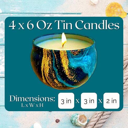 مجموعة شموع معطرة من فور سيزونز من 4 قطع × 6 اونصة | مجموعة هدايا شموع الصويا المعطرة | شموع للعلاج العطري لهدايا عيد الميلاد | شموع استرخاء للنساء | مجموعة هدايا شموع لتخفيف التوتر للنساء in Kuwait