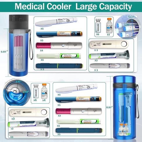 مبرد انسولين، مبرد ادوية للسفر، شنطة تبريد دواء للسفر، شنطة سفر لمرضى السكري بمنفذ USB، معتمدة من ادارة امن المواصلات الامريكية، تحكم تلقائي في درجة الحرارة 36f-46f، ستانلس ستيل 304 in Kuwait