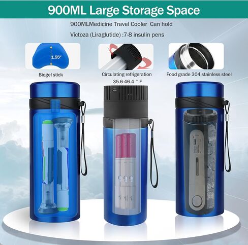مبرد انسولين، مبرد ادوية للسفر، شنطة تبريد دواء للسفر، شنطة سفر لمرضى السكري بمنفذ USB، معتمدة من ادارة امن المواصلات الامريكية، تحكم تلقائي في درجة الحرارة 36f-46f، ستانلس ستيل 304 in Kuwait