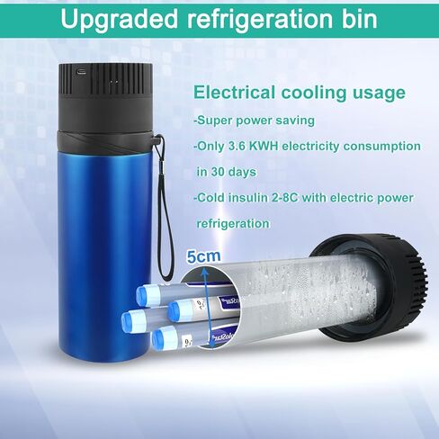 مبرد انسولين، مبرد ادوية للسفر، شنطة تبريد دواء للسفر، شنطة سفر لمرضى السكري بمنفذ USB، معتمدة من ادارة امن المواصلات الامريكية، تحكم تلقائي في درجة الحرارة 36f-46f، ستانلس ستيل 304 in Kuwait