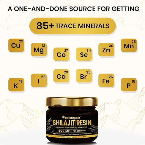 600 ملغ من راتنج شيلاجيت عضوي من الهيمالايا النقي - درجة ذهبية 100% شيلاجيت نقي مع حمض الفولفيك و85+ من المعادن النزرة لتعزيز الطاقة والتركيز والتمثيل الغذائي ودعم المناعة، 30 جرامًا in Kuwait