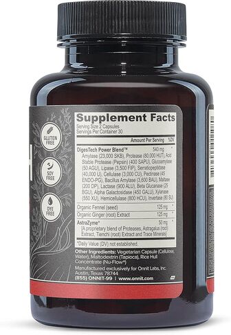 Onnit Labs Digestech Professional Grade All-Natural Digestive Enzymes Supplement, 60 Count in Kuwait