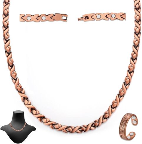 Vicmag Copper Magnetic Necklace for Women Men Magnets Therapy for Migraine Pain Relief Neck Headaches Back Solid Pure Copper with Ultra Strength Magnetic Therapy Ring in Kuwait