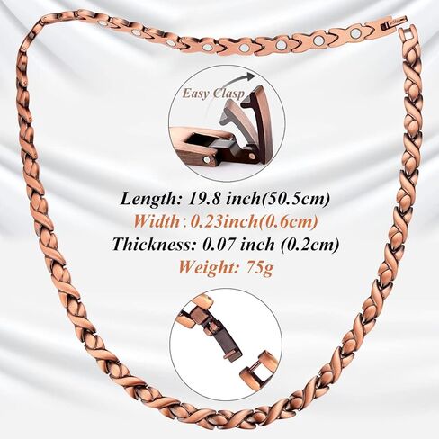 Vicmag Copper Magnetic Necklace for Women Men Magnets Therapy for Migraine Pain Relief Neck Headaches Back Solid Pure Copper with Ultra Strength Magnetic Therapy Ring in Kuwait
