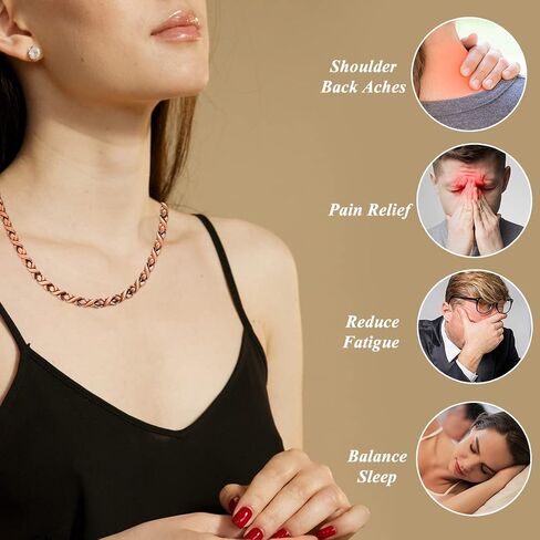 Vicmag Copper Magnetic Necklace for Women Men Magnets Therapy for Migraine Pain Relief Neck Headaches Back Solid Pure Copper with Ultra Strength Magnetic Therapy Ring in Kuwait