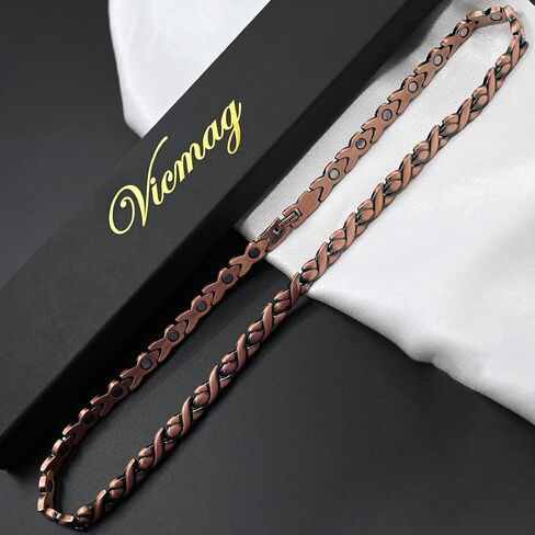 Vicmag Copper Magnetic Necklace for Women Men Magnets Therapy for Migraine Pain Relief Neck Headaches Back Solid Pure Copper with Ultra Strength Magnetic Therapy Ring in Kuwait