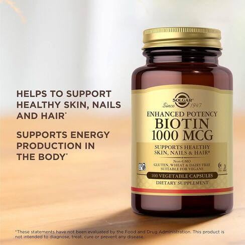 Solgar Biotin 1000 mcg - 250 كبسولة نباتية - يدعم صحة البشرة والأظافر والشعر - غير معدل وراثيًا، نباتي، خالي من الغلوتين، خالي من منتجات الألبان، كوشير، حلال - 250 وجبة in Saudi Arabia