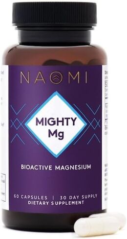 NAOMI Mighty Mg Magnesium Glycinate & Malate Complex 360 مجم، تركيبة عالية الامتصاص، المغنيسيوم العنصري يدعم صحة القلب، عظام قوية، نوم أفضل، خالي من الغلوتين، غير معدل وراثيًا، نباتي، 60 كبسولة نباتية in Kuwait
