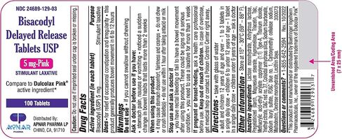 Bisacodyl 5mg Delayed Release Tablet USP -Pink, 100ct, Stimulant Laxative by Apnar Pharma in Saudi Arabia