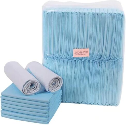 عبوة من 100 قطعة من وسادات السرير/البطانات/بطانات السرير المقاومة للتسرب للاستعمال مرة واحدة - مثالية لسلس البول لدى البالغين، ووسادات تبول الجراء، 4 طبقات من الحماية القصوى والامتصاص - وسادات Chux مقاس 23x36 in Kuwait