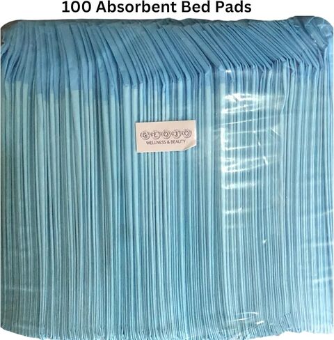 عبوة من 100 قطعة من وسادات السرير/البطانات/بطانات السرير المقاومة للتسرب للاستعمال مرة واحدة - مثالية لسلس البول لدى البالغين، ووسادات تبول الجراء، 4 طبقات من الحماية القصوى والامتصاص - وسادات Chux مقاس 23x36 in Kuwait