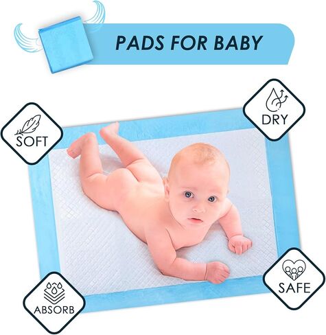 عبوة من 100 قطعة من وسادات السرير/البطانات/بطانات السرير المقاومة للتسرب للاستعمال مرة واحدة - مثالية لسلس البول لدى البالغين، ووسادات تبول الجراء، 4 طبقات من الحماية القصوى والامتصاص - وسادات Chux مقاس 23x36 in Kuwait