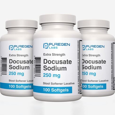 [3 عبوات] Rugby® Docusate Sodium USP، 250 مجم ملين للبراز بقوة إضافية، 100 كبسولة هلامية طرية (عبوة من 3) * قارن مع Colace قوة إضافية ووفر! * UPC in Saudi Arabia