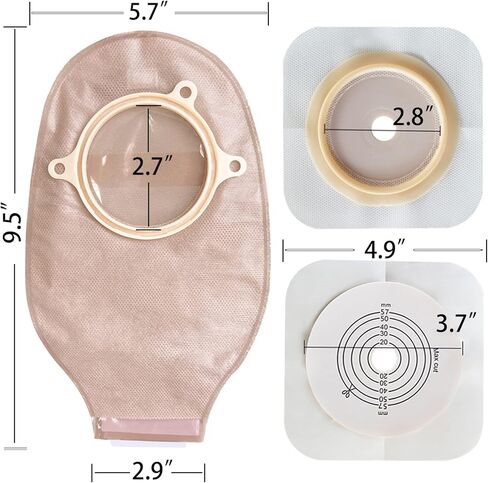 15+6 قطع من اكياس فغر القولون، لوازم فغر القولون، كيس فغر من قطعة واحدة قابل للتصريف للعناية بفغر اللفائف، مقصوصة لتناسب in Kuwait