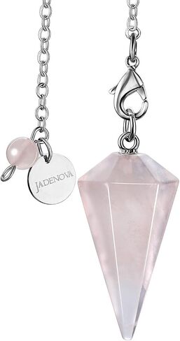 JADENOVA Pendulum Crystal Necklace Natural Obsidian Crystal Pendulums for Divination Dowsing Quartz Pendulum Chakra Reiki Healing Jewelry for Women Men in Saudi Arabia