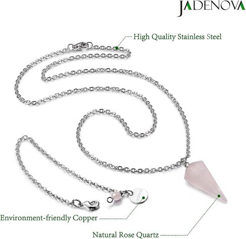 JADENOVA Pendulum Crystal Necklace Natural Obsidian Crystal Pendulums for Divination Dowsing Quartz Pendulum Chakra Reiki Healing Jewelry for Women Men in Saudi Arabia