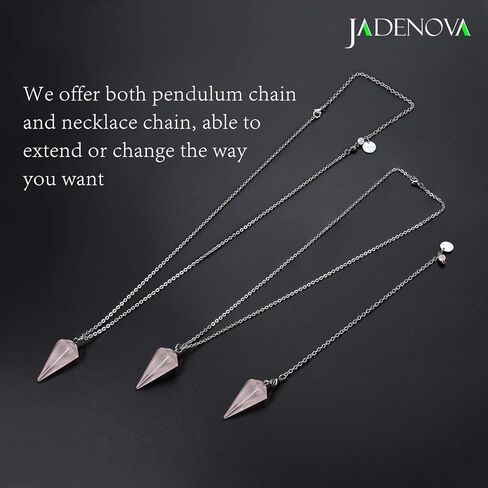 JADENOVA Pendulum Crystal Necklace Natural Obsidian Crystal Pendulums for Divination Dowsing Quartz Pendulum Chakra Reiki Healing Jewelry for Women Men in Saudi Arabia