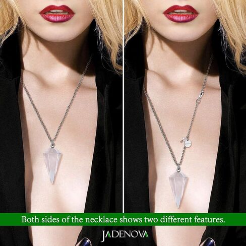 JADENOVA Pendulum Crystal Necklace Natural Obsidian Crystal Pendulums for Divination Dowsing Quartz Pendulum Chakra Reiki Healing Jewelry for Women Men in Saudi Arabia