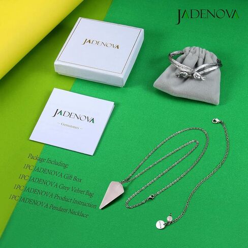 JADENOVA Pendulum Crystal Necklace Natural Obsidian Crystal Pendulums for Divination Dowsing Quartz Pendulum Chakra Reiki Healing Jewelry for Women Men in Saudi Arabia