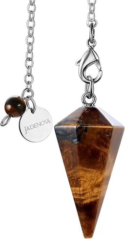 JADENOVA Pendulum Crystal Necklace Natural Obsidian Crystal Pendulums for Divination Dowsing Quartz Pendulum Chakra Reiki Healing Jewelry for Women Men in Saudi Arabia