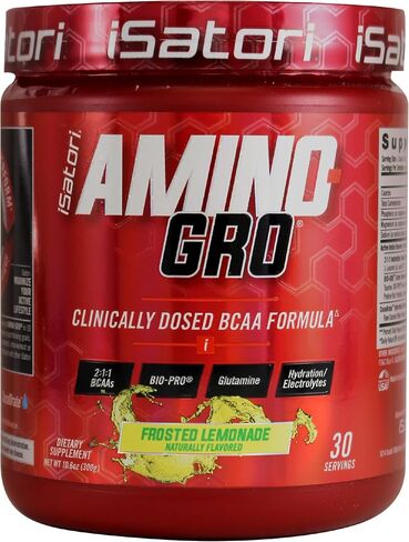 iSatori Amino-GRO BCAA Powder - Branched Chain Amino Acid Formula with Glutamine and Bio-GRO Bio-Active Peptides - Essential Amino Energy for Women and Men - Blue Razz Snow Cone (30 Servings) in Kuwait