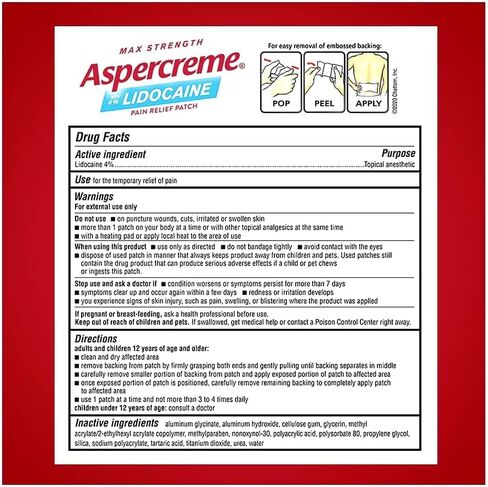 Aspercreme Lidocaine Patches XL - 3 Each, Pack of 5 in Kuwait