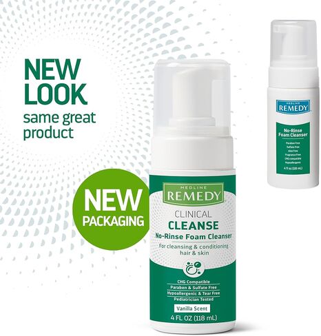 منظف ​​رغوي طبي بدون شطف من ميدلاين ريميدي، رائحة الفانيليا (4 أونصة سائلة)، شامبو بدون شطف ومنظف للجسم للبشرة الحساسة، مرطب، خالي من البارابين والكبريتات، للوجه والجسم والشعر، لجميع الأعمار in Kuwait