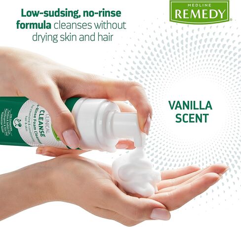 منظف ​​رغوي طبي بدون شطف من ميدلاين ريميدي، رائحة الفانيليا (4 أونصة سائلة)، شامبو بدون شطف ومنظف للجسم للبشرة الحساسة، مرطب، خالي من البارابين والكبريتات، للوجه والجسم والشعر، لجميع الأعمار in Kuwait