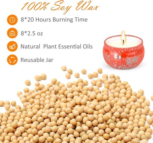 الشموع المعطرة عيد الميلاد مجموعات 8 حزمة الشموع العطرية للمنزل المعطرة هدايا عيد الميلاد هدايا عيد الميلاد أفضل الهدايا للأصدقاء - 2.5 أوقية شمع الصويا الطبيعي السفر القصدير جرة in Saudi Arabia
